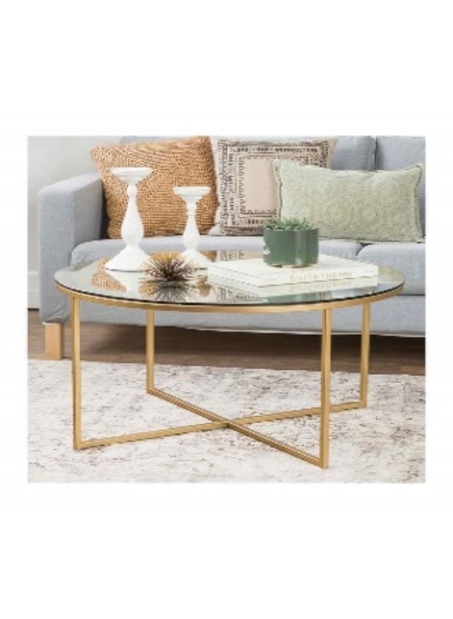 Coffee table made of iron and glass